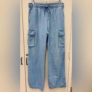 Social Standard by Sanctuary Coastal Blue Chambray Pull On Relaxed Cargo Pants